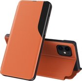 Zijdisplay Magnetisch schokbestendig horizontaal lederen flip-hoesje met houder voor iPhone 12/12 Pro (oranje)