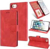 Fantasie Klassiek Huidgevoel Kalfsleer Textuur Magnetische gesp Horizontale Flip PU lederen tas met houder & kaartsleuf & portemonnee voor iPhone SE 2020/8/7 (rood)