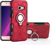 Voor Galaxy A3 (2017) 2 in 1 kubus pc + TPU beschermhoes met 360 graden draaien zilveren ringhouder (rood)