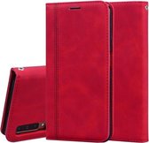 Voor Samsung Galaxy A7 (2018) Frosted Business Magnetische Horizontale Flip PU lederen tas met houder & kaartsleuf & lanyard (rood)