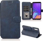 Voor Samsung Galaxy A7 (2018) Kalf Textuur Magnetische Gesp Horizontale Flip Leren Case met Houder & Kaartsleuven & Portemonnee & Fotolijst (Blauw)