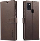 Voor Samsung Galaxy A21s LC.IMEEKE Horizontale lederen flip-hoes met kalfsleer, met houder en kaartsleuven en portemonnee (bruin)