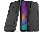 Voor Galaxy A11 schokbestendige pc + TPU-hoes met houder (zwart)