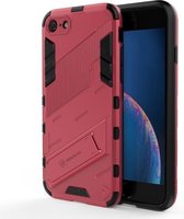 Punk Armor 2 in 1 PC + TPU schokbestendig hoesje met onzichtbare houder voor iPhone 7 & 8 (lichtrood)