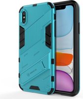 Punk Armor 2 in 1 PC + TPU schokbestendig hoesje met onzichtbare houder voor iPhone X / XS (blauw)