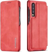 Voor Huawei P30 Hon Ancient Series lederen tas met kaartsleuven & houder & portemonnee (rood)