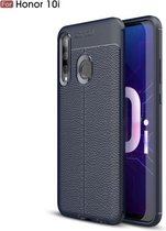 Litchi Texture TPU schokbestendig hoesje voor Huawei Honor 10i (marineblauw)