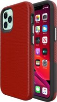 Voor iPhone 12 Triangle Armor Texture TPU + pc-hoes (rood)