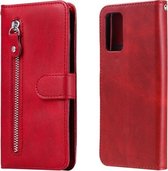 Voor Geschikt voor Xiaomi Poco M3 / Redmi Note 9 4G Mode Kalf Textuur Rits Horizontale Flip Lederen Case met Houder & Kaartsleuven & Portemonnee (Rood)