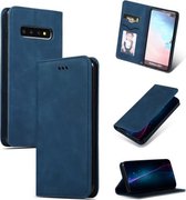 Retro Skin Feel Business Magnetische Horizontale Leren Flip Case voor Samsung Galaxy S10 Plus (Marineblauw)