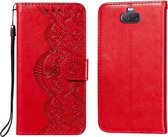 Voor Sony Xperia 20 Flower Vine Embossing Pattern Horizontale Flip Leather Case met Card Slot & Holder & Wallet & Lanyard (Red)
