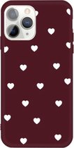 Voor iPhone 11 Pro Max Meerdere Love-Hearts Patroon Kleurrijke Frosted TPU Telefoon Beschermhoes (Wijnrood)