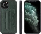 Voor iPhone 12/12 Pro Fierre Shann volledige dekking lederen beschermhoes met houder en kaartsleuf (groen)