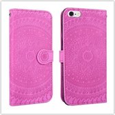 Voor iPhone 6 Pressed Printing Pattern Horizontale Flip PU Leather Case, met houder & kaartsleuven & portemonnee & & Lanyard (violet)