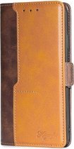 Voor Huawei P30 Lite Retro Textuur Contrast Kleur Zijgesp Horizontale Flip Leren Case met Houder & Kaartsleuven & Portemonnee (Bruin)