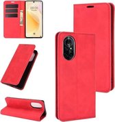 Voor Huawei nova 8 5G Retro-skin Business magnetische zuignap lederen tas met houder & kaartsleuven & portemonnee (rood)