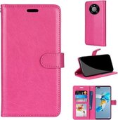 Voor Huawei Mate 40 Pro Pure Kleur Horizontale Flip PU-lederen Case met Houder & Kaartsleuven & Portemonnee & Fotolijst (Rose Rood)