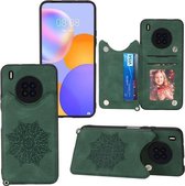 Voor Huawei Y9a Mandala Reliëf PU + TPU Case met houder & kaartsleuven & fotolijst & riem (groen)