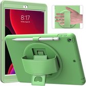 360 graden rotatie PC + TPU beschermhoes met houder & polsband & penhouder voor iPad 10.2 (2020) / (2019) (groen)