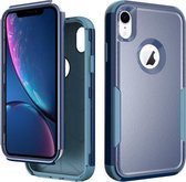 TPU + pc schokbestendige beschermhoes voor iPhone XR (koningsblauw + grijsgroen)