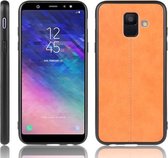 Voor Galaxy A6 Schokbestendig Naaien Koe Patroon Huid PC + PU + TPU Case (Oranje)