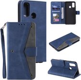 Voor Motorola Moto G30 / G10 Stiksels Kalfsstructuur Horizontale Flip Leren Case met Houder & Kaartsleuven & Portemonnee (Donkerblauw)