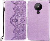 Voor Nokia 5.3 Flower Vine Embossing Pattern Horizontale Flip Leather Case met Card Slot & Holder & Wallet & Lanyard (Purple)