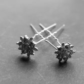 Zilverkleurige Hairpins – Flower - Diamantjes - 5 stuks