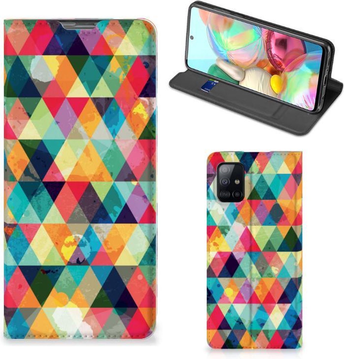 Samsung Galaxy A71 Hoesje met Magneet Geruit