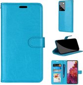 Voor Samsung Galaxy S21 Ultra 5G Pure Kleur Horizontale Flip PU lederen tas met houder & kaartsleuven & portemonnee & fotolijst (blauw)