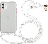 Glitterpoeder schokbestendig TPU beschermhoes met draagkoord voor iPhone 11 (zilver)