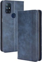 Voor OnePlus Nord N10 5G Magnetische Gesp Retro Crazy Horse Textuur Horizontale Flip Leren Case met Houder & Kaartsleuven & Fotolijst (Blauw)