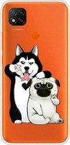 Voor Xiaomi Redmi 9C gekleurd tekeningpatroon zeer transparant TPU beschermhoes (selfie hond)