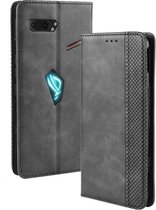 Magnetische gesp Retro Crazy Horse Texture Horizontale flip lederen tas voor Asus ROG Phone II ZS660KL, met houder & kaartsleuven & fotolijst (zwart)