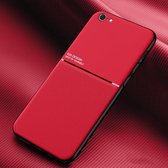 Classic Tilt Strip Grain Magnetisch Schokbestendig PC + TPU-hoesje voor iPhone 6 Plus (rood)