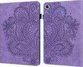 Voor Lenovo Tab M10 Plus TB-X606F Pauw Reliëfpatroon TPU + PU Horizontale Flip Leren Case met Houder & Kaartsleuven & Portemonnee & Slaap / Wekfunctie (Paars)