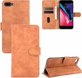 Voor iPhone 8 Plus & 7 Plus Effen Kleur Huidgevoel Magnetische Gesp Horizontale Flip Kalfsstructuur PU Lederen Case met Houder & Kaartsleuven & Portemonnee (Bruin)