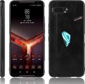 Voor Asus ROG Phone II ZS660KL Schokbestendig Naaien Koe Patroon Huid PC + PU + TPU Case (Zwart)