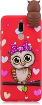 Voor Xiaomi Redmi 8 schokbestendige cartoon TPU beschermhoes (rode uil)