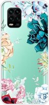 Voor Xiaomi Mi 10 Lite 5G schokbestendig geverfd transparant TPU beschermhoes (edelsteenbloem)