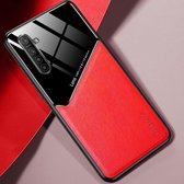 Voor OPPO Realme X2 All-inclusive lederen + organische glazen beschermhoes met metalen ijzeren plaat (rood)