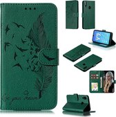 Veerpatroon Litchi Texture Horizontale Flip Leren Case met Portemonnee & Houder & Kaartsleuven Voor Huawei Y7 (2019) (Groen)