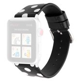 Fashion Wave Dot Series lederen vervangende horlogebanden voor Apple Watch Series 6 & SE & 5 & 4 40 mm / 3 & 2 & 1 38 mm (witte golven op zwart)
