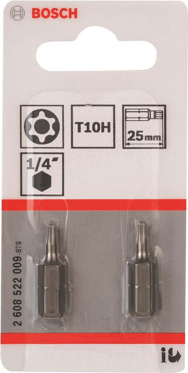 Bosch Professional 2608522007\" Security-Torx Extra Hard T8H2 Screwdriver Bit, Grey, T8, Set Of 2 Pieces