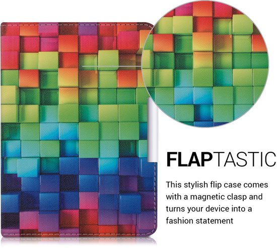 kwmobile e-reader hoesje geschikt voor Tolino Vision 1 / 2 / 3 / 4 HD hoes - E reader flip case met magnetische sluiting - Ereader cover - Regenboog Kusbussen design in meerkleurig / groen / blauw van kwmobile — afbeelding 4