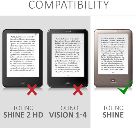 kwmobile e-reader hoesje geschikt voor Tolino Shine (2013) hoes - E reader flip case met magnetische sluiting - Ereader cover - Magnolia design in taupe / wit / blauwgrijs van kwmobile — afbeelding 5