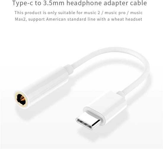 Type-C naar 3,5 mm hoofdtelefoon-kabel-adapter USB 3.1 type C USB-C-stekker naar 3,5 AUX audio-jack aansluiting voor mobiele telefoons hoofdtelefoon - zwart