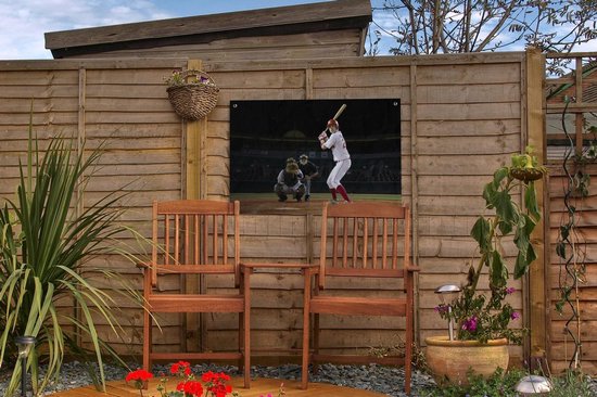 Décoration de jardin Le frappeur essaie de frapper la balle de baseball - 60x40 cm - Affiche de jardin - Toile de jardin - Affiche d'extérieur