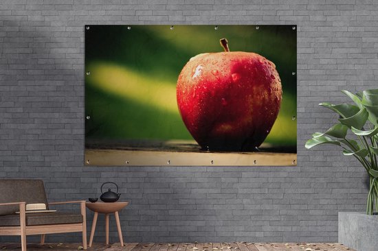 affiche de jardin pomme rouge avec condensation toile en vrac 180x120 cm - Toile de jardin / Toile d'extérieur / Peintures d'extérieur (décoration de jardin) XXL / Groot format!