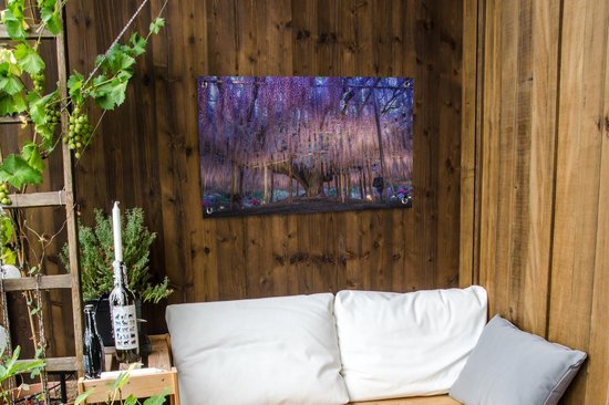 Affiche de jardin Wisteria et un arbre 90x60 cm - Toile de jardin / Toile d'extérieur / Peintures d'extérieur (décoration de jardin)
